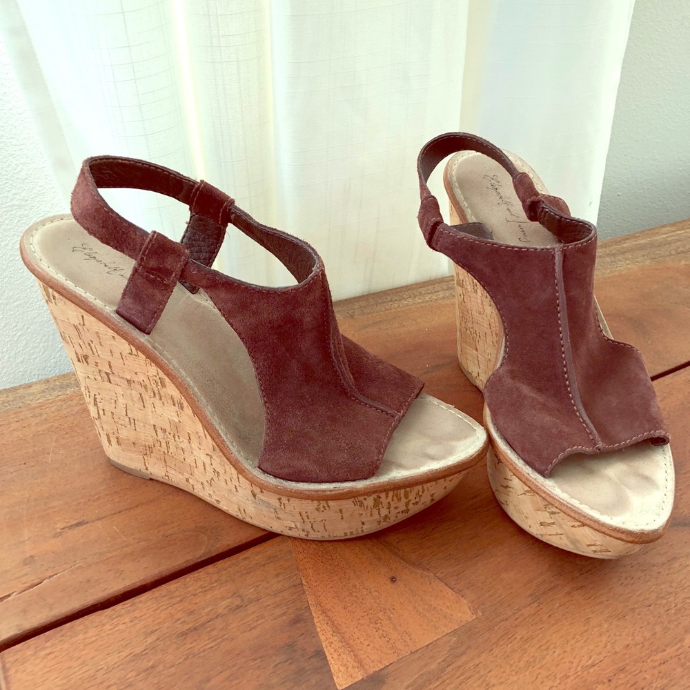 Elisibeth and James Suede and Cork Platform wedge